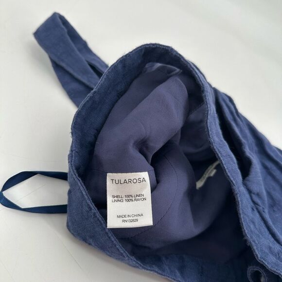 Tularosa One Shoulder Crop Top Blue Linen XXS - Picture 7 of 9